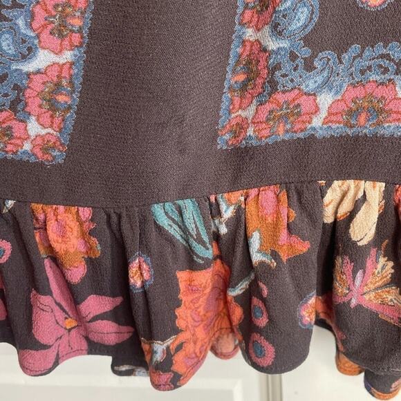 Free People Women’s Violet Hill Floral Tunic Top Sz 4 Ruffle Boho Peasant Flowy - Picture 14 of 16